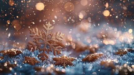 Poster - Glittery gold snowflake banner design for the New Year