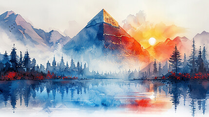 Wall Mural - Watercolor illustration of Egypt