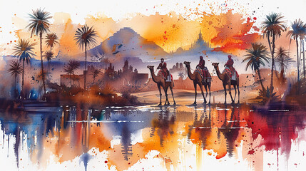 Sticker - Watercolor illustration of Egypt