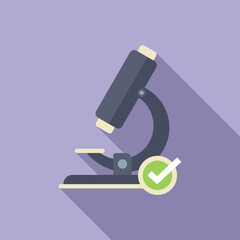 Microscope tested product icon flat vector. Safety policy. Check form product