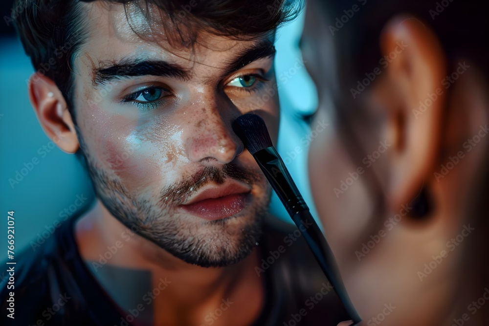 Male makeup artist backstage at fashion show transforming models into living art with stunning looks. Concept Fashion Shows, Makeup Transformation, Male Makeup Artist, Backstage, Living Art