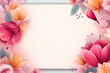 Pink Flowers Frame Border for Happy Mother's Day, with Copy Space for Text Message. Suitable for Valentine's Day, Wedding, Anniversary, Women's Day, Greeting Card Template, Banner, or Postcard