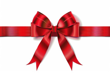 Wall Mural - red ribbon with red bow on white background, in the style of ultra detailed, wrapped, red