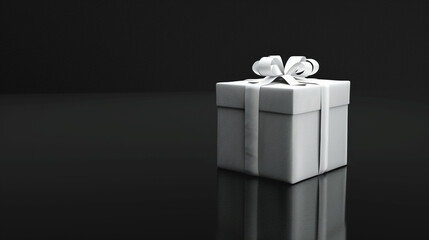 Wall Mural - white gift box isolated against a black background