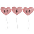 Happy Mother's Day balloons, Mom Text Metallic rose gold foil balloons. 3D Illustration Pink Helium balloons.