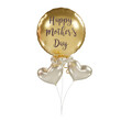 Happy Mother's Day balloons, Mom Text Metallic gold foil balloons. 3D Illustration golden Helium balloons.