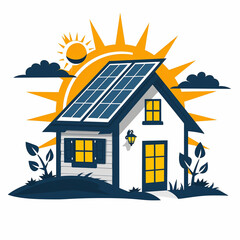 Wall Mural - house logo, modern, southern stlye, solar pannels