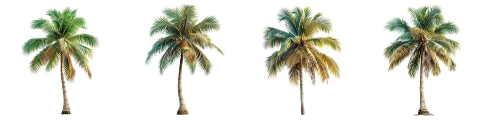 Wall Mural - Set of coconut palm trees isolated on transparent background