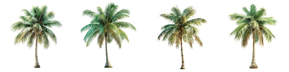 Wall Mural - Set of coconut palm trees isolated on transparent background