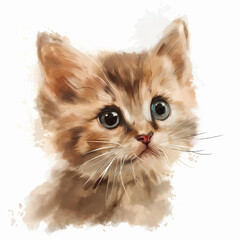 Naklejka na meble cute kitten water color style on white background