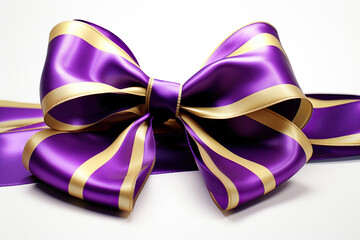 Generative ai on the theme of beautiful tied bow on a gift from silk shiny decorative ribbon