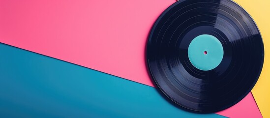 the template design features a new vinyl record on a colored background, with a music album cover design