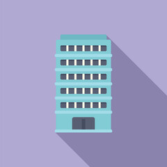 Poster - Street city building icon flat vector. Multistory design. Real estate map