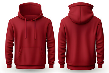 Blank red long sleeve hoodie with clipping path, men's hoodie for your print layout design,  generated by AI. 3D illustration