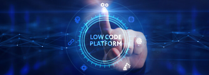 Low Code software development platform technology concept.