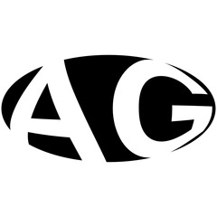 Poster - Oval logo double letter A, G two letters ag ga