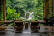 Luxury wellness retreat and spa harmoniously  with nature