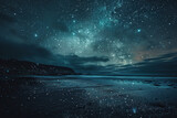 Fototapeta  - Generative ai on theme of beautiful northern lights, bright aurora borealis winter in atmosphere