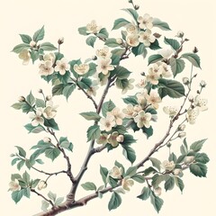 the delicate beauty of blooming hawthorn branches The intricate flowers with their white petals