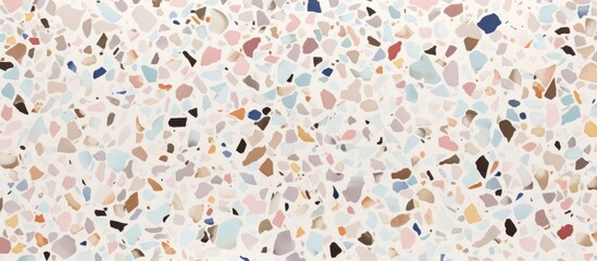 Wall Mural - A closeup of a natural material white tile showcasing a colorful terrazzo pattern with circles in shades of peach, creating a fashionable and artistic design