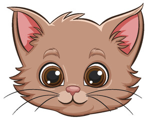 Poster - Adorable cartoon kitten with big brown eyes