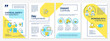 Toxic products safety control brochure template. Risk assessment. Leaflet design with linear icons. Editable 4 vector layouts for presentation, annual reports. Questrial, Lato-Regular fonts used