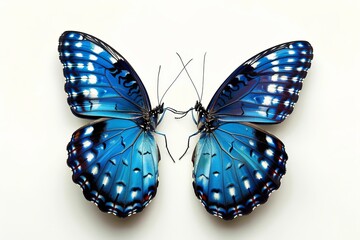Aufkleber - Detailed blue tropical butterflies isolated on white. Moths for design