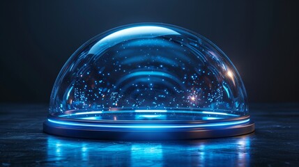 Aufkleber - Isolated on a blue background, a burst dome light is shown with a bubble shield for show power.