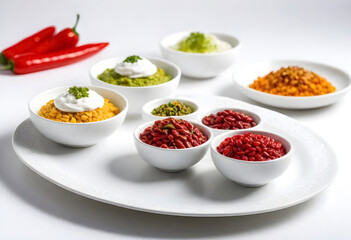Wall Mural - a tray of different spices for chile en nogada ingredients, a traditional mexican food