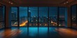 © David Kreuzberg - empty room with beautiful city skyline view in dark