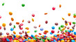 colorful candies falling, isolated on white or transparent png