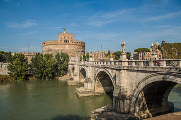 Wall Mural - View of the Castel Sant'Angelo in Rome, Italy.