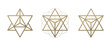 Sacred geometry. Gold Merkaba line geometric triangle sign. esoteric or spiritual symbol. isolated on white background.