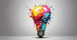 Colorful Creative idea concept with lightbulb made from colorful paint ai generative