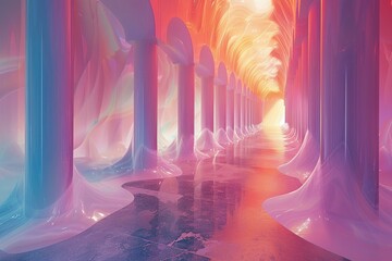 Wall Mural - Ethereal bands of light dancing in a pastel-hued utopia