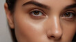 Close up of beautiful woman's brown eyes with eyelash and brow lift.	