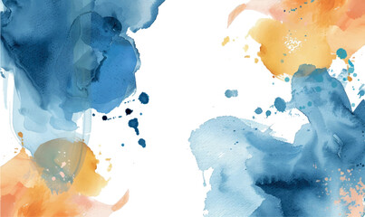 abstract watercolor hand painted background blue orange