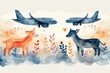 Pattern with car and plane illustrations for baby's nursery