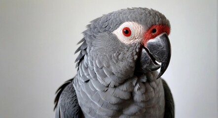 Big beautiful parrot on a light isolated background