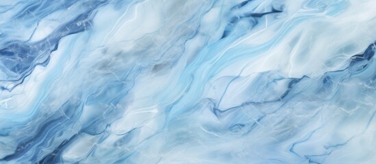 Canvas Print - A detailed image showcasing the freezing texture of electric blue and white marble, resembling a combination of ice caps and cumulus clouds in a natural landscape