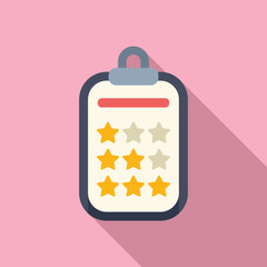 Sticker - Clipboard ser rank icon flat vector. Cheerful user emotive. Report game