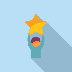 Wall Mural - Give best star user icon flat vector. Grin excellent. Emotive average gaming