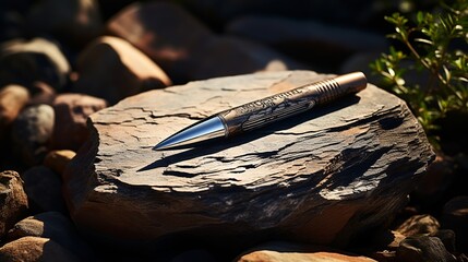 Old fountain pen on a black background