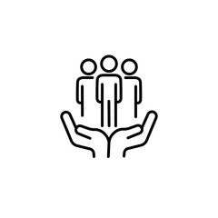 Consumer experience icon with thin line hand. concept of easy management symbol or volunteering sign. linear simple modern stroke art inclusive logotype graphic design web element isolated on white