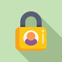 Sticker - User padlock code icon flat vector. Mobile registration. Account identity secure