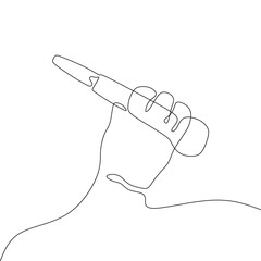 Wall Mural - Single continous line art of hand holding microphone