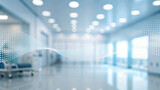 Fototapeta Sport - Empty Hospital Corridor with Blue Lighting and Dot Pattern