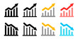 株価や売上のシンプルなチャート、ビジネスのグラフ図表のベクターイラストアイコン白黒素材