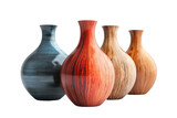 Fototapeta Uliczki - Three Vases Displayed Together. On a Clear PNG or White Background.
