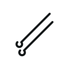 Poster - BBQ skewers isolated icon, metal skewers for grilling vector symbol with editable stroke